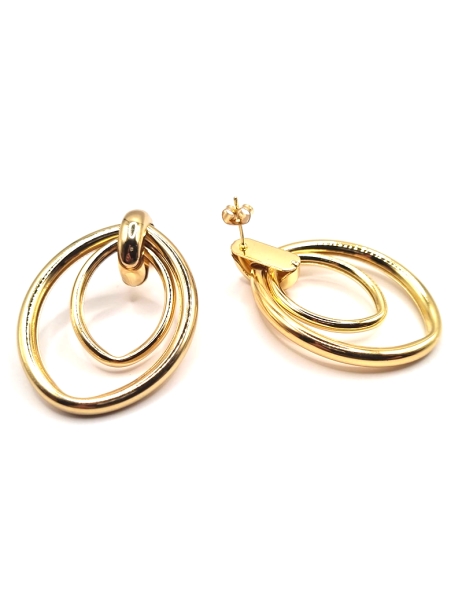 Boucles d’Oreilles Anneaux Entrelacés Dorés – Design Moderne et Élégance Sculptée