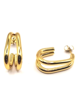 Boucles d’Oreilles Anneaux Épaissis Dorés – Style Graphique et Contemporain