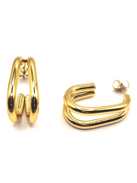Boucles d’Oreilles Anneaux Épaissis Dorés – Style Graphique et Contemporain