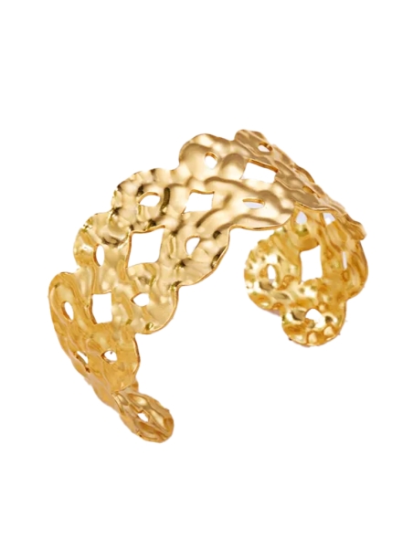 Bracelet Doré Ajouré en Acier Inoxydable – Dentelle Métallique Chic