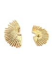 Boucles d’Oreilles Éventail Doré Texturé – Rayonnement Chic et Originalité