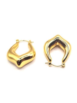 Boucles d’Oreilles Dorées Sculptées – Design Moderne en Goutte Évasée