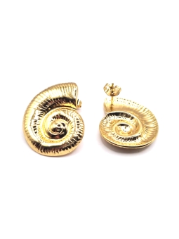 Boucles d’Oreilles Coquillage Spirale – Acier Inoxydable Doré
