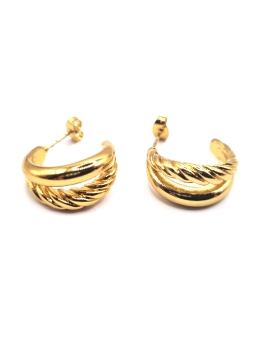 Boucles d'Oreilles Demi-Créoles Dorées Torsadées – Élégance Texturée