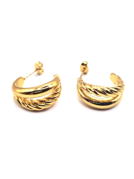 Boucles d'Oreilles Demi-Créoles Dorées Torsadées – Élégance Texturée