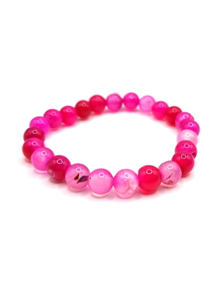 Bracelet Élastique en Agate Fuchsia – Éclat Vibrant et Énergie Positive