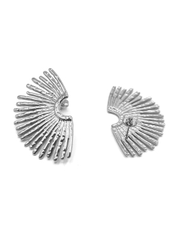 Boucles d'Oreilles Argentées Éventail – Style Graphique et Chic en Acier Inoxydable