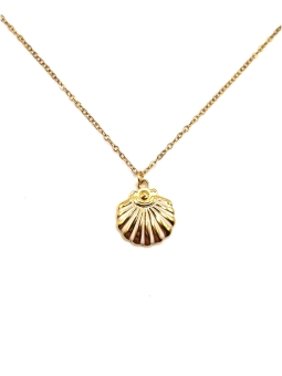 Collier Coquillage Doré – Acier Inoxydable Brillant, Élégance Marine