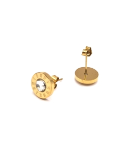 Boucles d’Oreilles Dorées avec Chiffres Romains – Acier Inoxydable & Cristal Central
