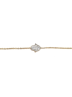 Bracelet Main Hamsa Zircons – Porte-Bonheur Doré en Acier Inoxydable