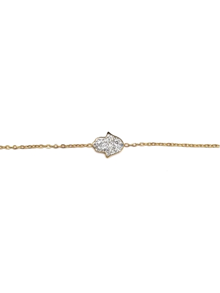 Bracelet Main Hamsa Zircons – Porte-Bonheur Doré en Acier Inoxydable