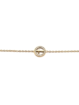 Bracelet Croix Cercle Doré – Symbole Spirituel avec Zircons Brillants