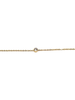 Bracelet Fin Doré avec Zircon Solitaire – Élégance Minimaliste
