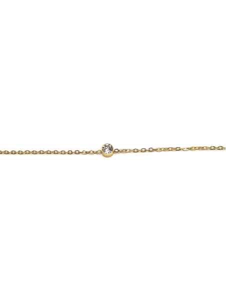 Bracelet Fin Doré avec Zircon Solitaire – Élégance Minimaliste