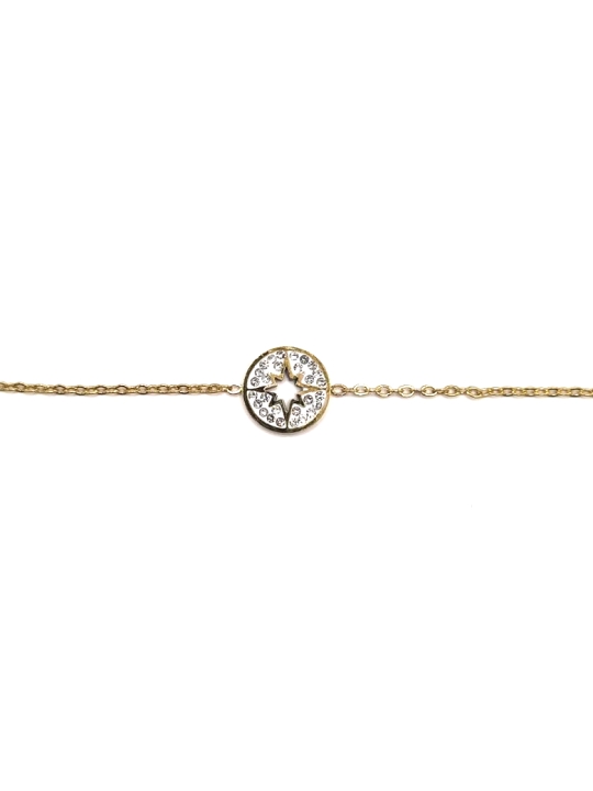 Bracelet Doré Cercle Étoile Strass – Acier Inoxydable Étincelant