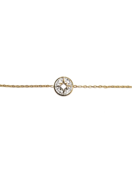 Bracelet Doré Cercle Étoile Strass – Acier Inoxydable Étincelant