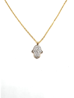 Collier Main Protectrice Dorée en Zircons – Symbole d'Élégance et de Protection