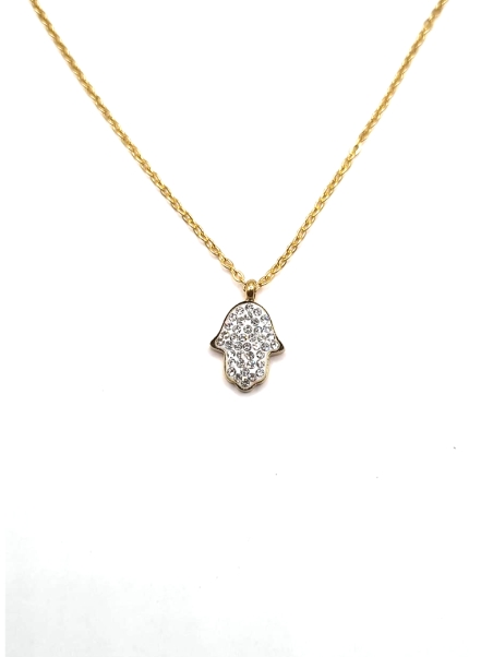 Collier Main Protectrice Dorée en Zircons – Symbole d'Élégance et de Protection