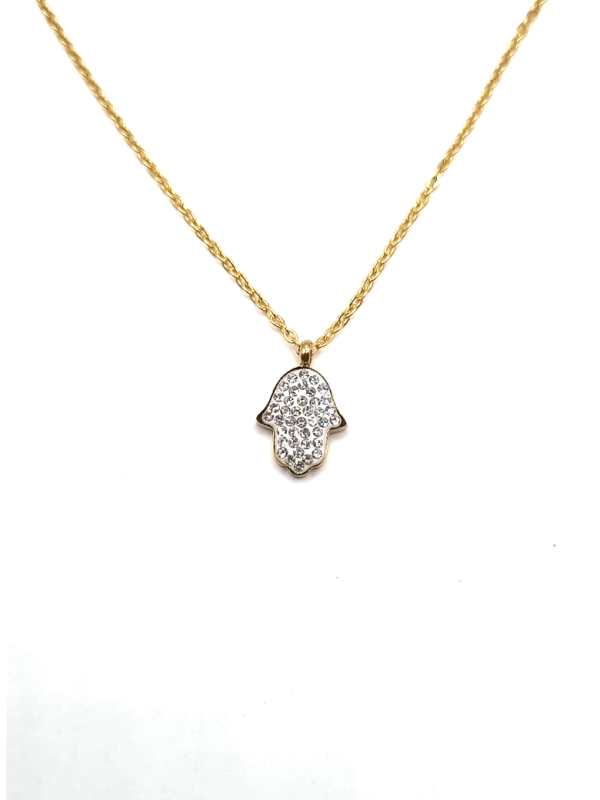 Collier Main Protectrice Dorée en Zircons – Symbole d'Élégance et de Protection