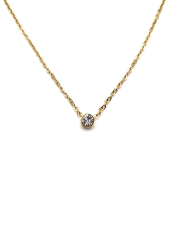 Collier Solitaire Doré avec Zircon – Élégance Minimaliste Intemporelle