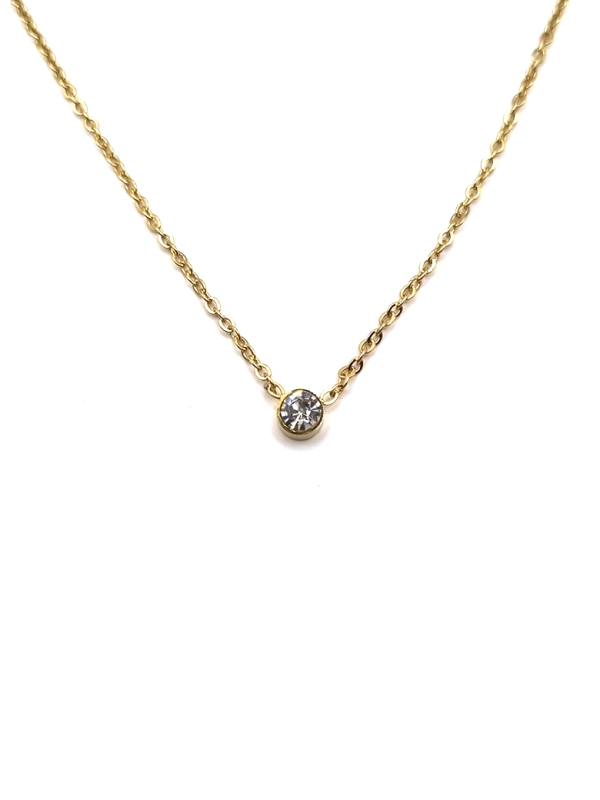 Collier Solitaire Doré avec Zircon – Élégance Minimaliste Intemporelle