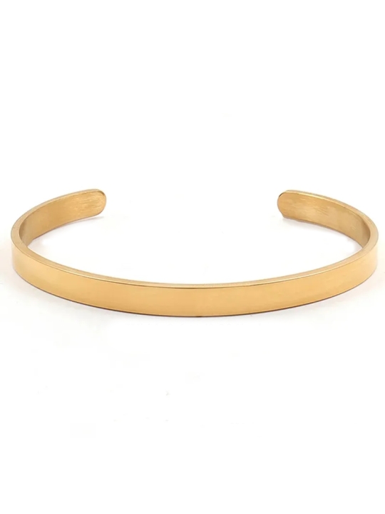 Bracelet Jonc Doré Ajustable en Acier Inoxydable – Élégance Masculine