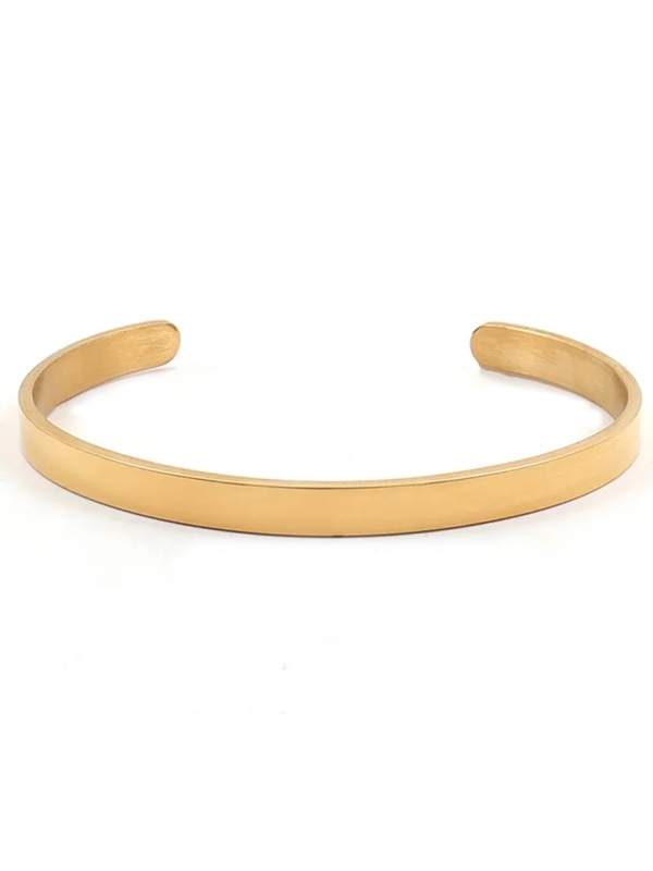 Bracelet Jonc Doré Ajustable en Acier Inoxydable – Élégance Masculine