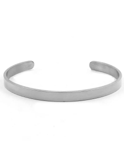 Bracelet Jonc Argenté Ajustable en Acier Inoxydable – Style Intemporel