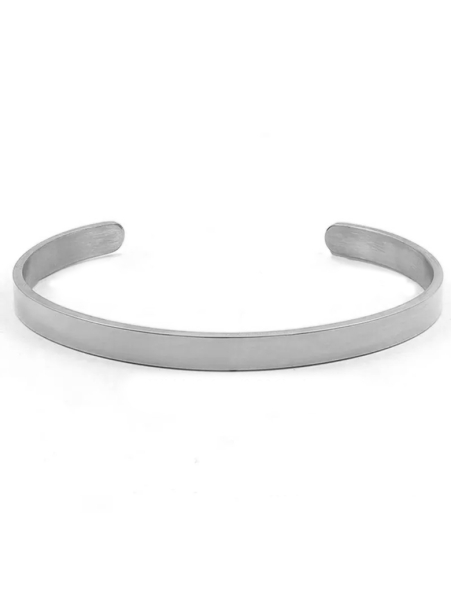 Bracelet Jonc Argenté Ajustable en Acier Inoxydable – Style Intemporel