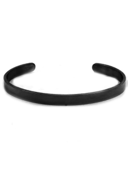 Bracelet Jonc Noir Ajustable en Acier Inoxydable – Élégance Sombre et Moderne