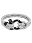 Bracelet Marin Corde Grise avec Fermoir Noir – Style Nautique 23 cm