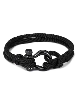 Bracelet Marin Corde Noire marron avec Fermoir Noir – Look Nautique Chic 23 cm