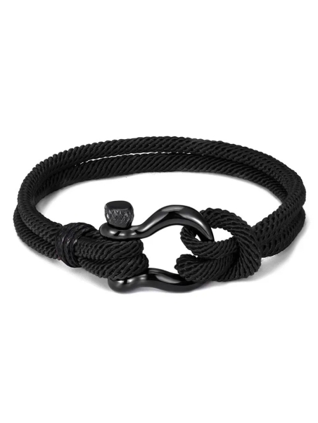 Bracelet Marin Corde Noire marron avec Fermoir Noir – Look Nautique Chic 23 cm