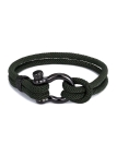 Bracelet Marin Corde Vert Foncé avec Fermoir Noir – Style Aventurier 23 cm