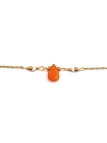 Bracelet Goutte Orange et Perles – Acier Inoxydable Doré