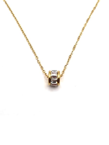 Collier Cercle Pavé en Acier Doré – Élégance Minimaliste