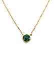 Collier Pendentif Vert Émeraude en Acier Doré – Charme Naturel