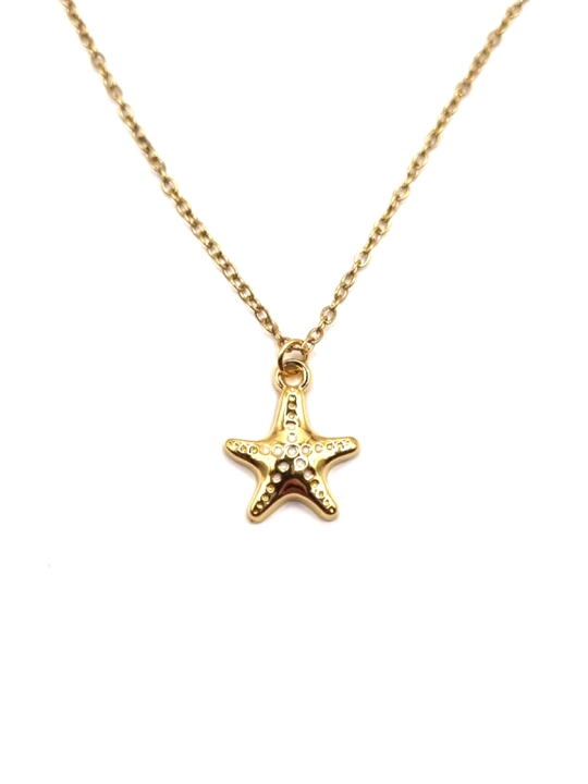 Collier Étoile de Mer Dorée en Acier Inoxydable – Esprit Bord de Mer
