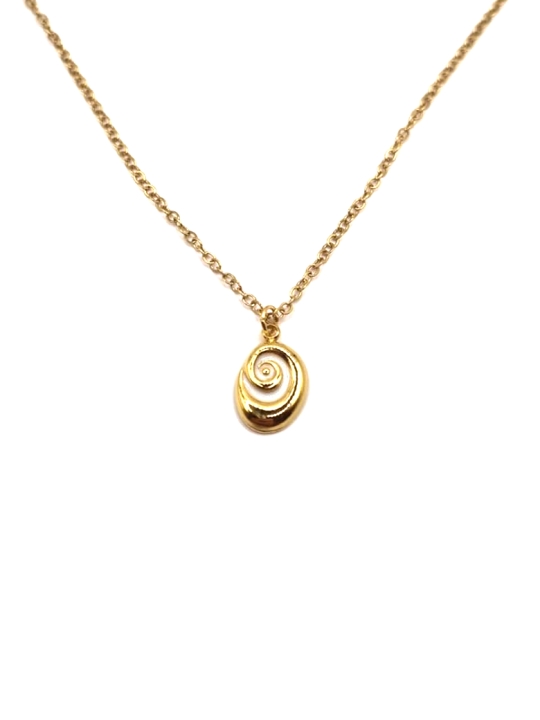 Collier Coquillage Spirale Doré en Acier Inoxydable – Élégance Naturelle
