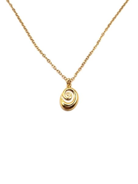 Collier Coquillage Spirale Doré en Acier Inoxydable – Élégance Naturelle