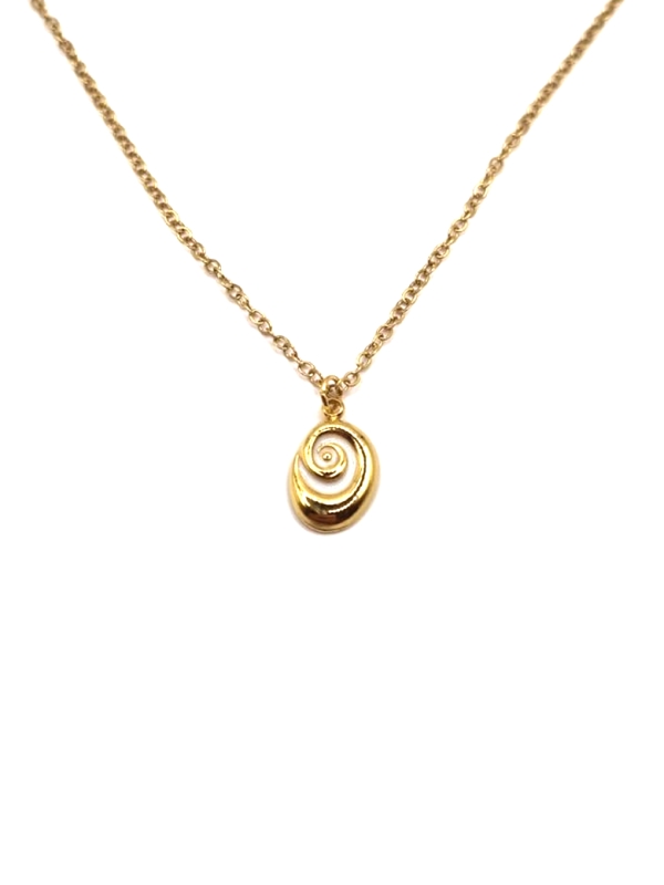 Collier Coquillage Spirale Doré en Acier Inoxydable – Élégance Naturelle