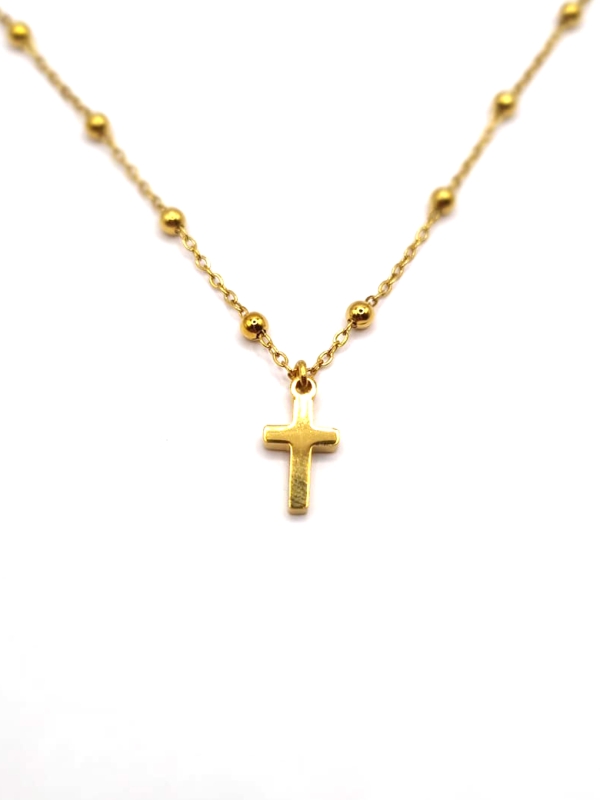 Collier Enfant Croix Dorée – Bijou Fin en Acier Inoxydable
