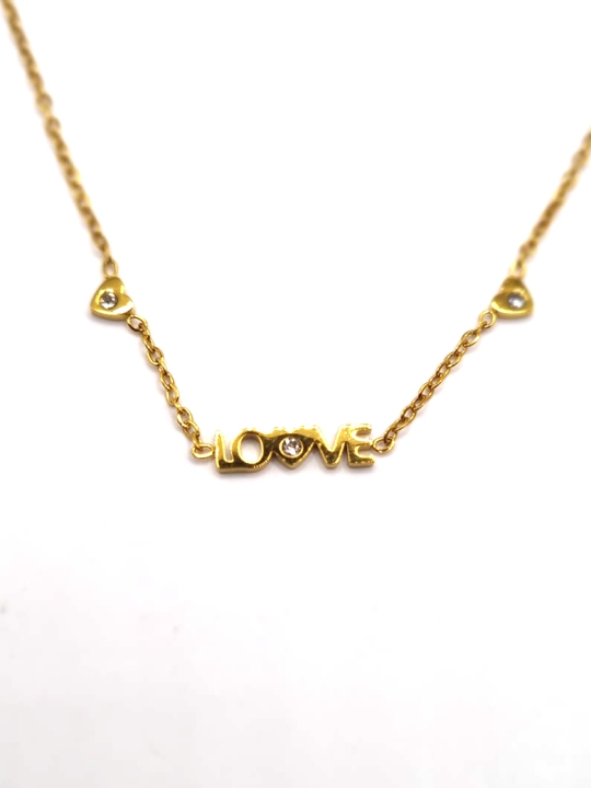 Collier Enfant LOVE Doré – Bijou Tendre en Acier Inoxydable