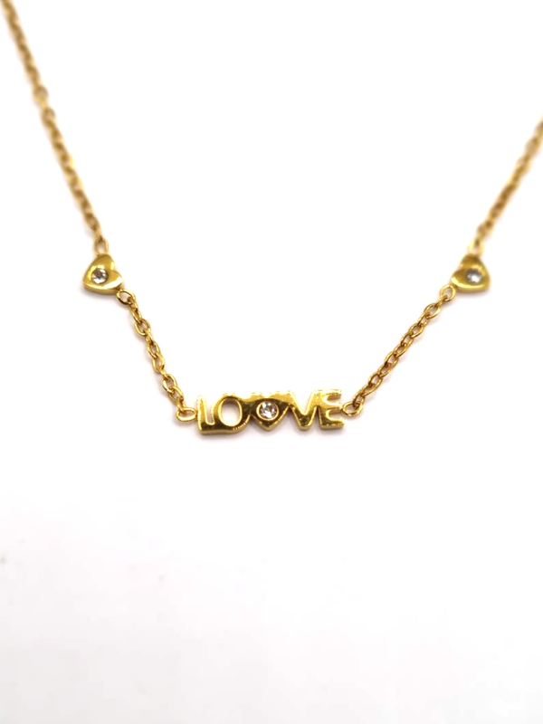 Collier Enfant LOVE Doré – Bijou Tendre en Acier Inoxydable