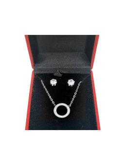 Parure en Acier Inoxydable Argenté avec Anneau Serti de Zircons et Clou Solitaire en Zircon – Élégance et Brillance Intemporelle