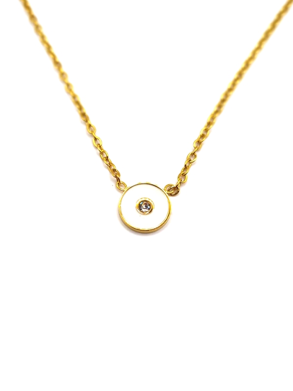 Collier Femme Médaille Dorée – Discret & Élégant avec Strass Central