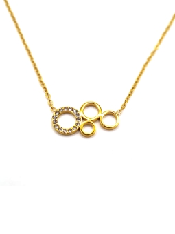 Collier Femme Anneaux Cristallins – Acier Inoxydable Doré Chic