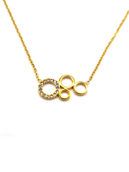 Collier Femme Anneaux Cristallins – Acier Inoxydable Doré Chic