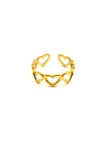 Bague Cœurs Dorés Ajustable en Acier Inoxydable
