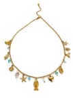 Collier Fantaisie Doré Breloques Océan en Acier Inoxydable